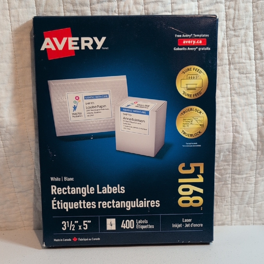 Avery White Rectangle Labels 5168